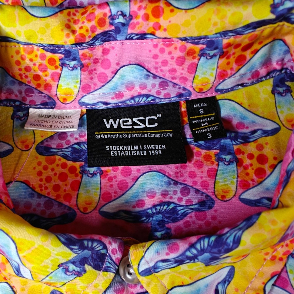 WeSC Unisex Odens Shrooms Trip Sm & LG Couple AOP Print Shirt Psychedelic Lot - Picture 3 of 13